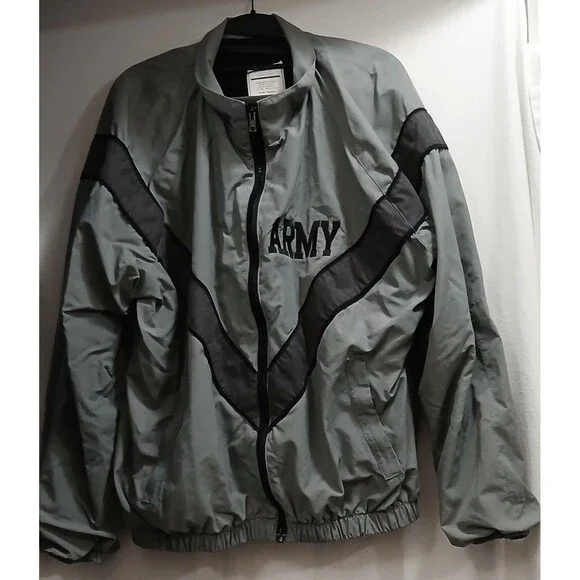 VTG 00s US Army PT Jacket Men’s Medium UNICOR Gray Black Full Zip Streetwear - Picture 2 of 8